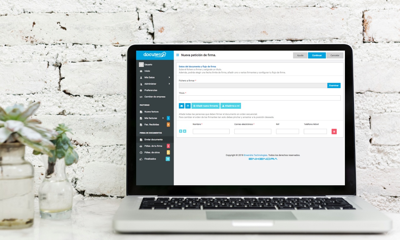 Cómo enviar un documento a firmar con Docuten